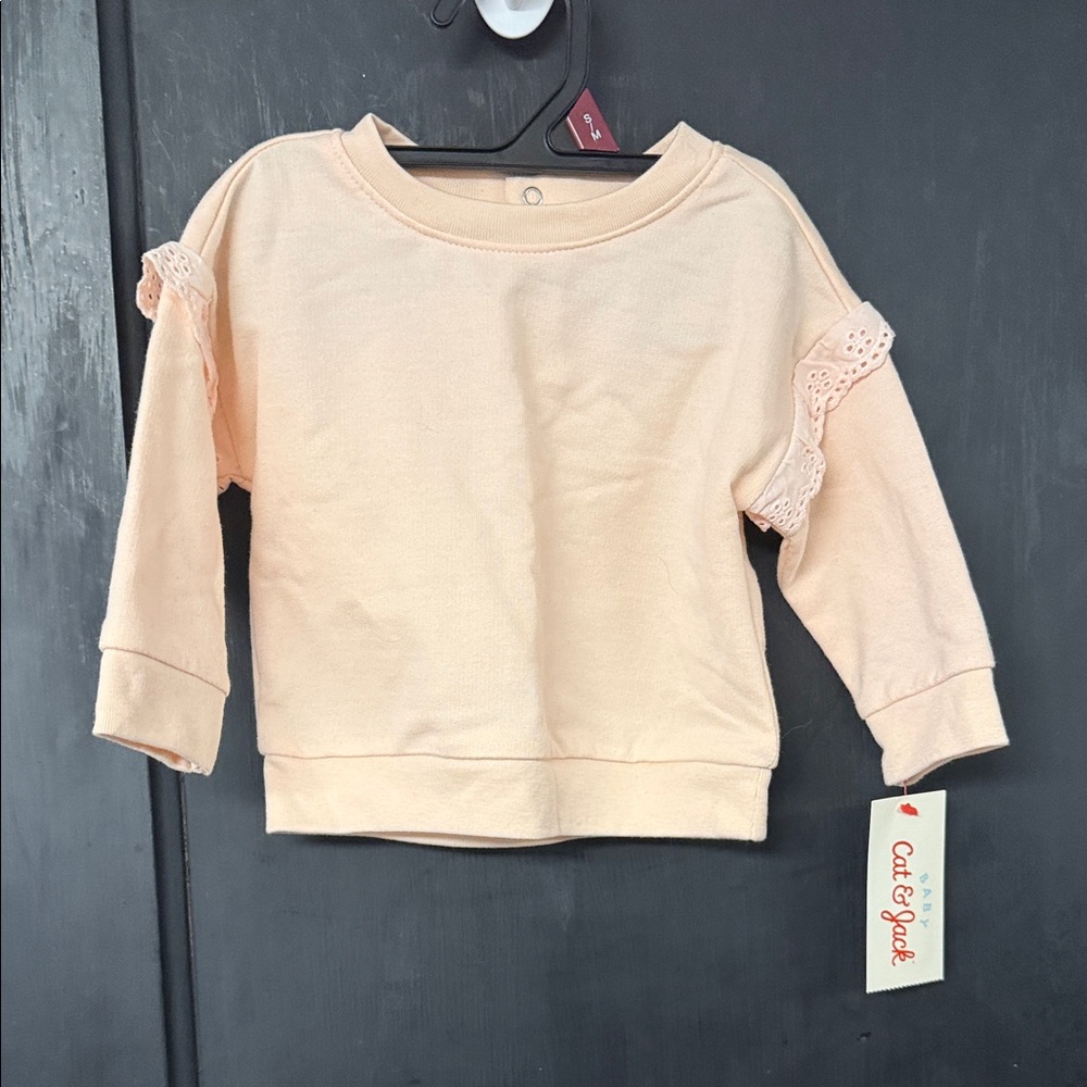 Art Class Light Peach Kids Sweatshirt with Lace Accents